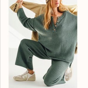 Free People Green Knit Lounge Set